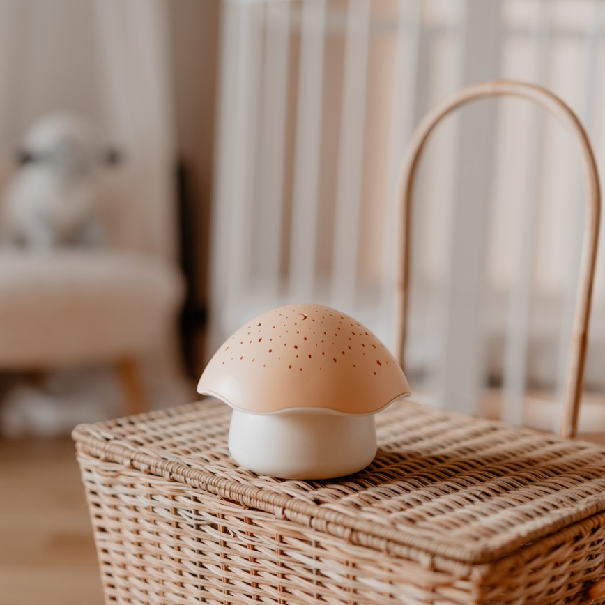 PABOBO - Projektor med melody STAR MUSHROOM 3xAA laksefarvet