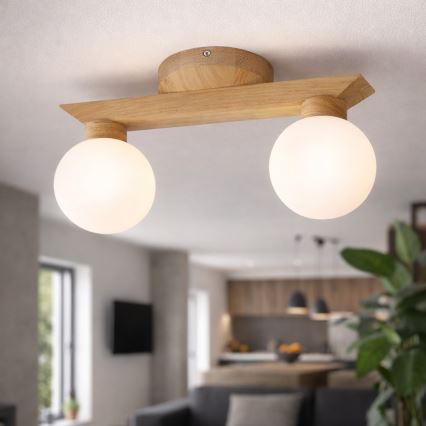 Påbygget loftlampe ANTONIO 2xG9/5W/230V eg/hvid