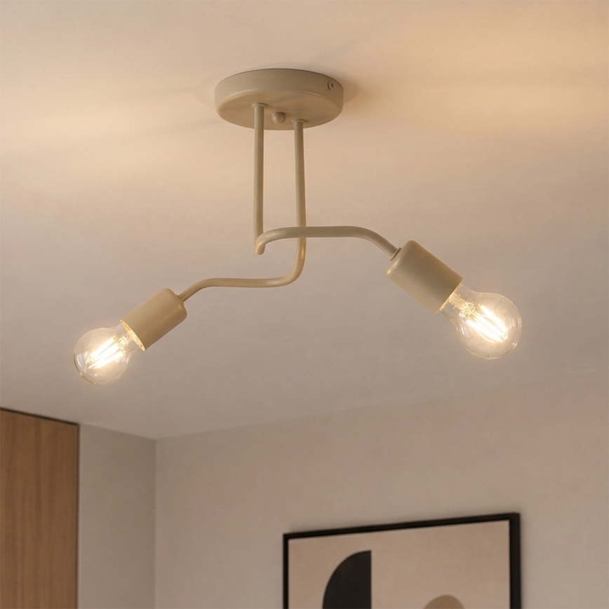 Påbygget loftlampe CHARLIE 2xE27/15W/230V beige