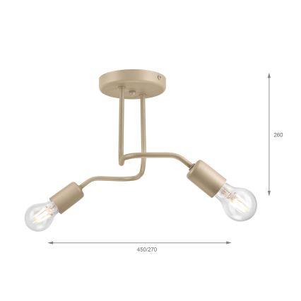 Påbygget loftlampe CHARLIE 2xE27/15W/230V beige