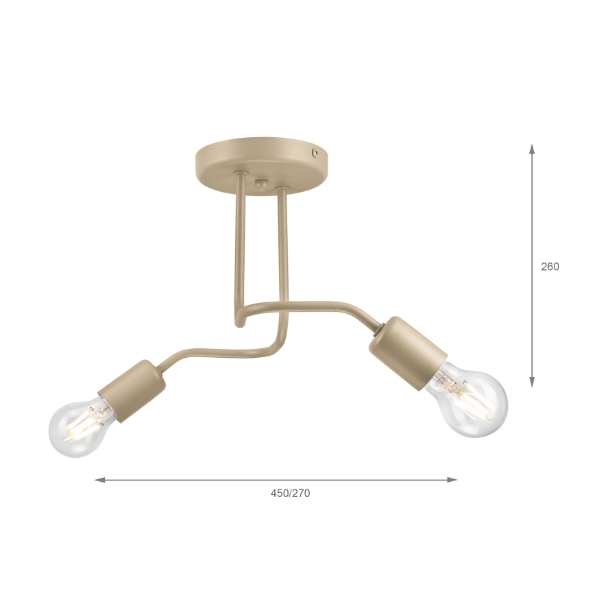 Påbygget loftlampe CHARLIE 2xE27/15W/230V beige