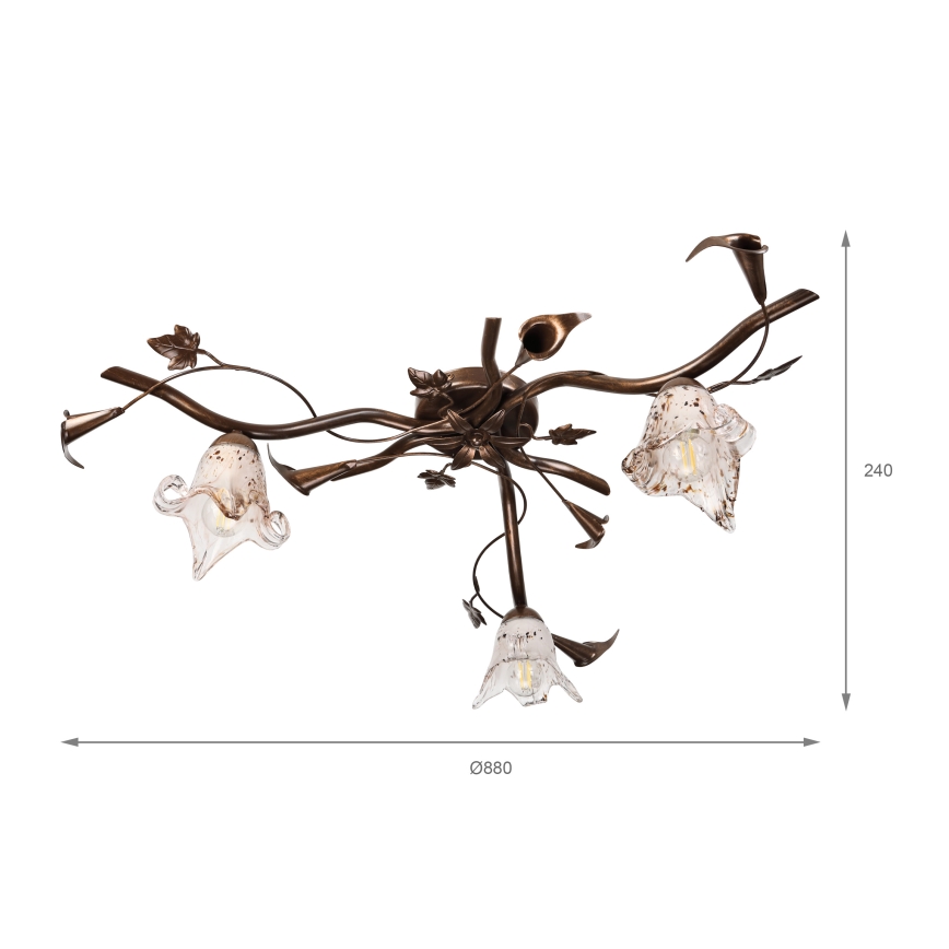 Påbygget loftlampe ROZETA 3xE14/40W/230V bronzefarvet