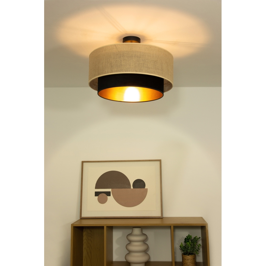 Påbygget loftlampe SARTA 1xE27/60W/230V sort/jute