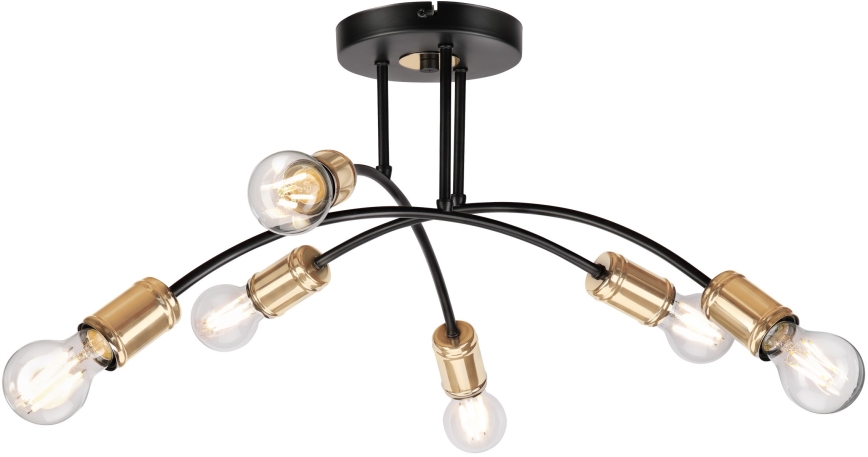 Påbygget lysekrone ANYA 6xE27/15W/230V sort/guld