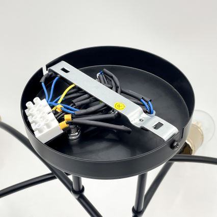 Påbygget lysekrone ANYA 6xE27/15W/230V sort/guld