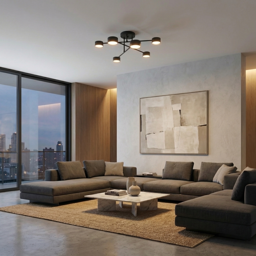 Påbygget lysekrone HALO 6xGX53/10W/230V sort