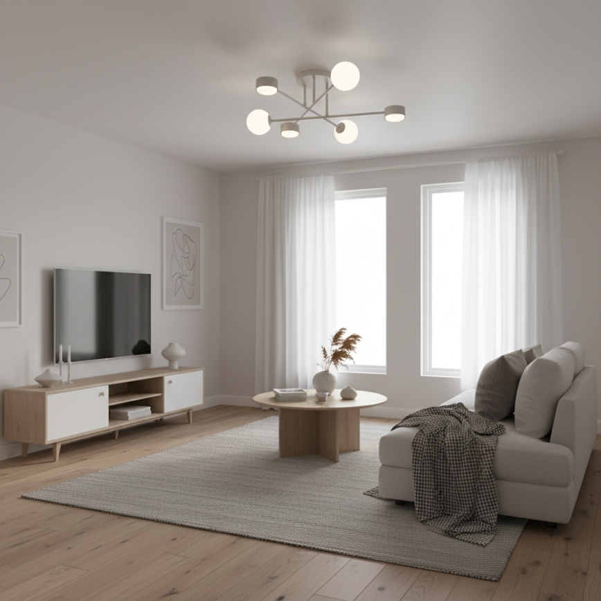 Påbygget lysekrone HOLON 3xG9/8W/230V + 3xGX53/12W grå