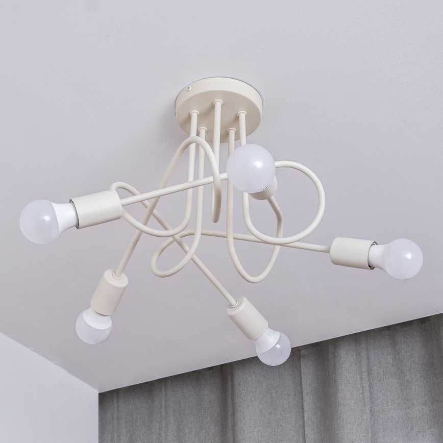 Påbygget lysekrone OXFORD 5xE27/15W/230V, cremefarvet