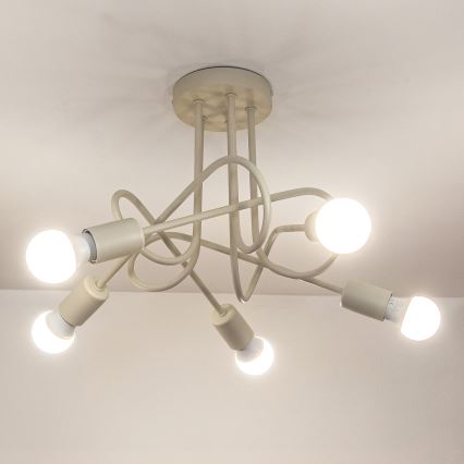 Påbygget lysekrone OXFORD 5xE27/15W/230V, cremefarvet