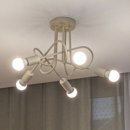 Påbygget lysekrone OXFORD 5xE27/15W/230V, cremefarvet
