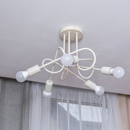 Påbygget lysekrone OXFORD 5xE27/15W/230V, cremefarvet