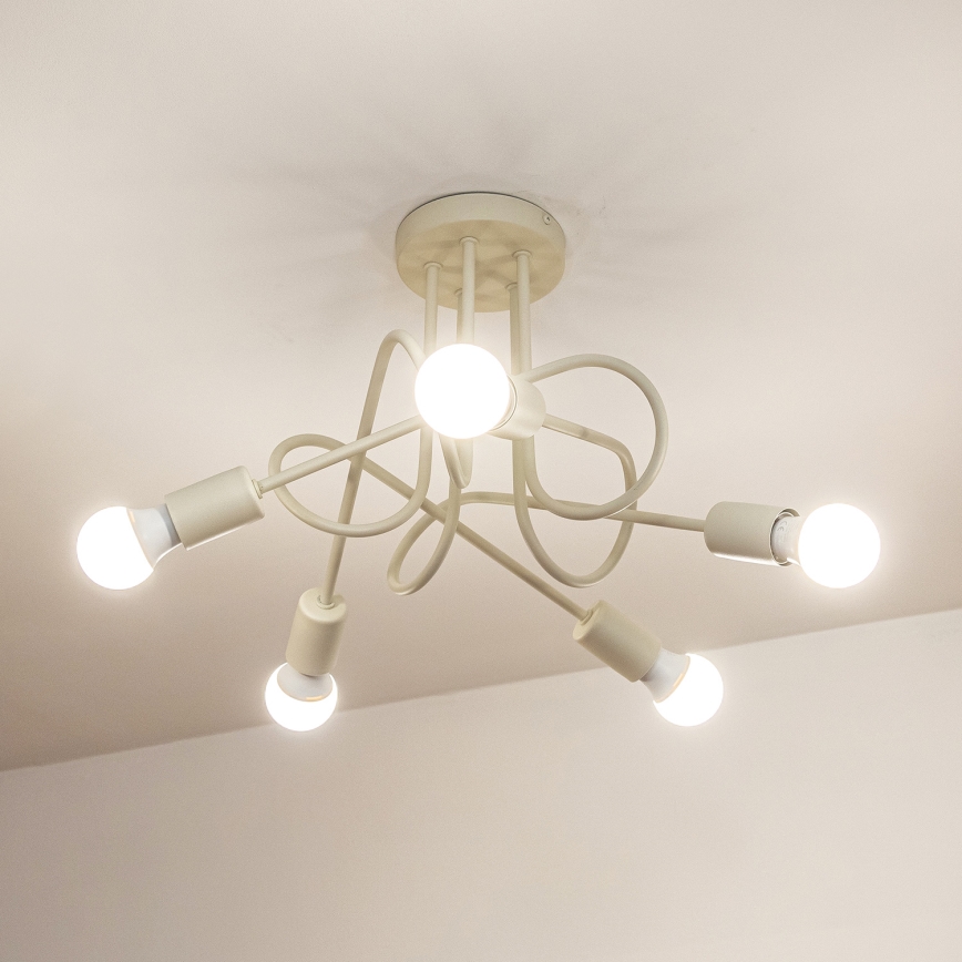 Påbygget lysekrone OXFORD 5xE27/15W/230V, cremefarvet