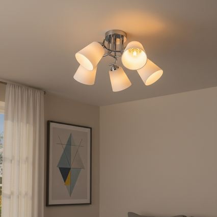 Påbygningsloftlampe PAFOS 5xE27/15W/230V, blank krom
