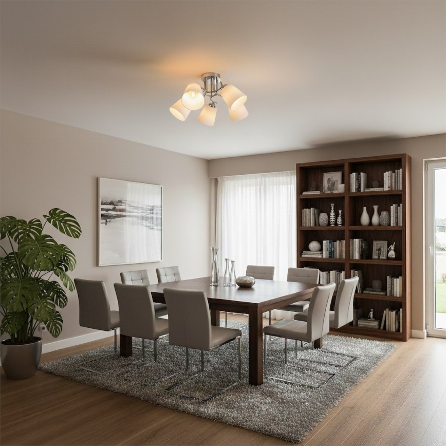 Påbygningsloftlampe PAFOS 5xE27/15W/230V, blank krom