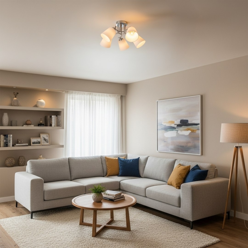 Påbygningsloftlampe PAFOS 5xE27/15W/230V, blank krom