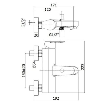 Paffoni - Badekarbatteri CANDY blank krom