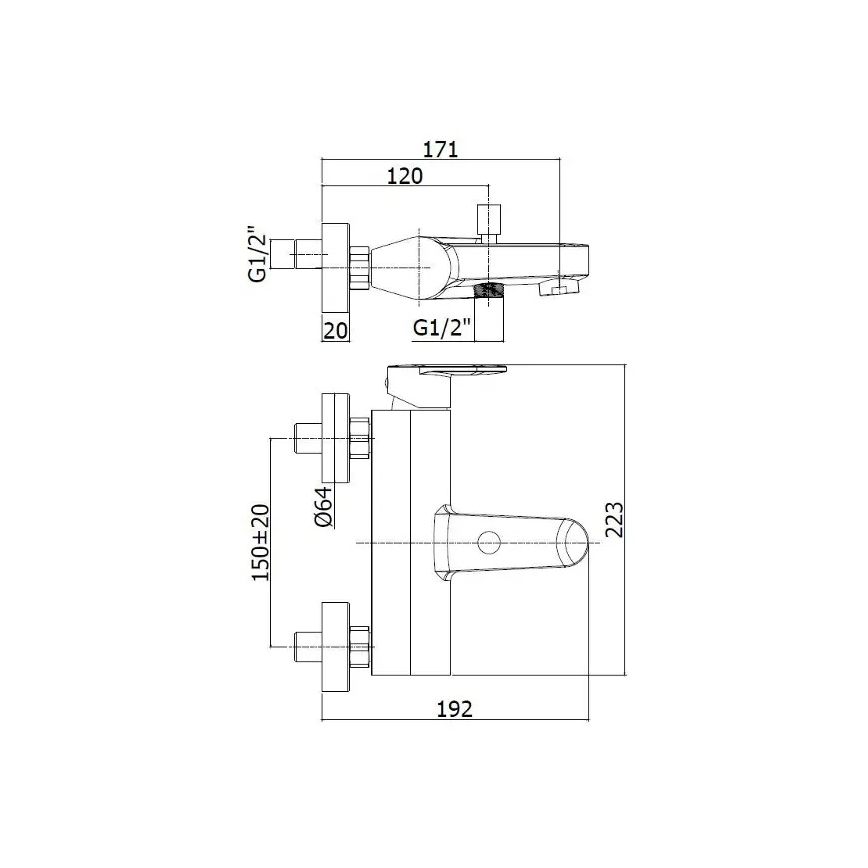 Paffoni - Badekarbatteri CANDY blank krom