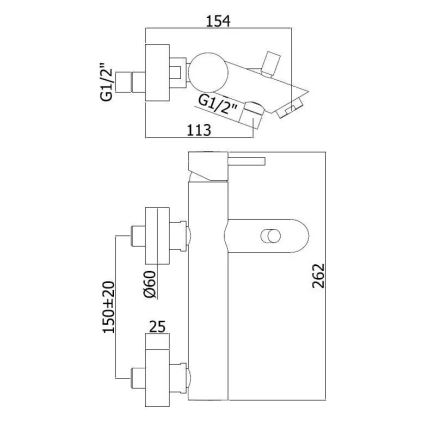 Paffoni - Badekarbatteri LIGHT i poleret krom