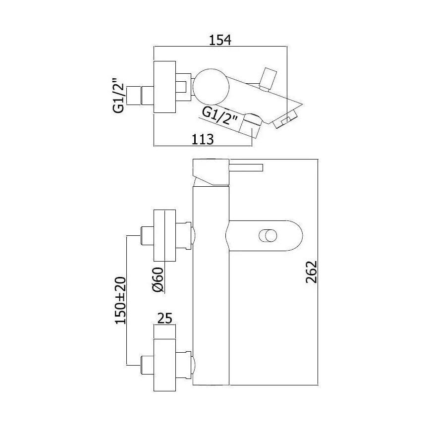 Paffoni - Badekarbatteri LIGHT i poleret krom