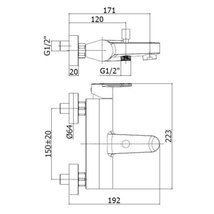 Paffoni - Badekarssæt med CANDY-armatur, blank krom
