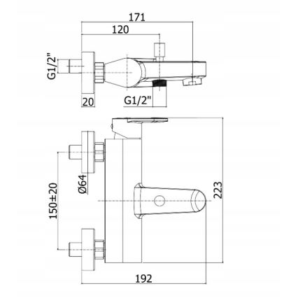 Paffoni - Badekarssæt med CANDY-blandingsbatteri, poleret krom