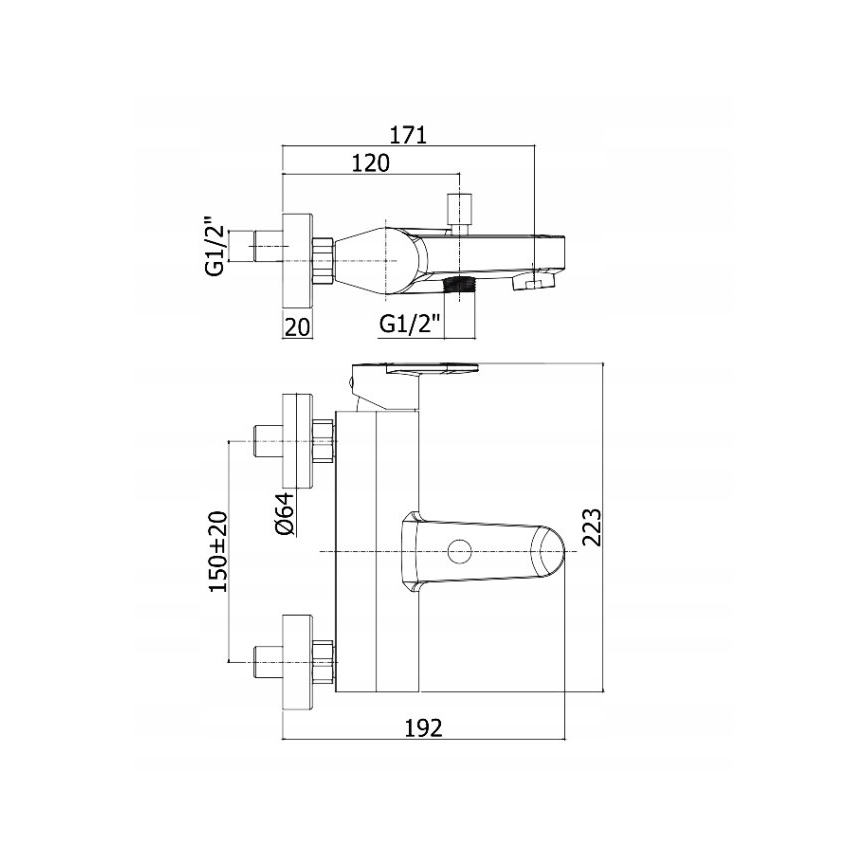 Paffoni - Badekarssæt med CANDY-blandingsbatteri, poleret krom