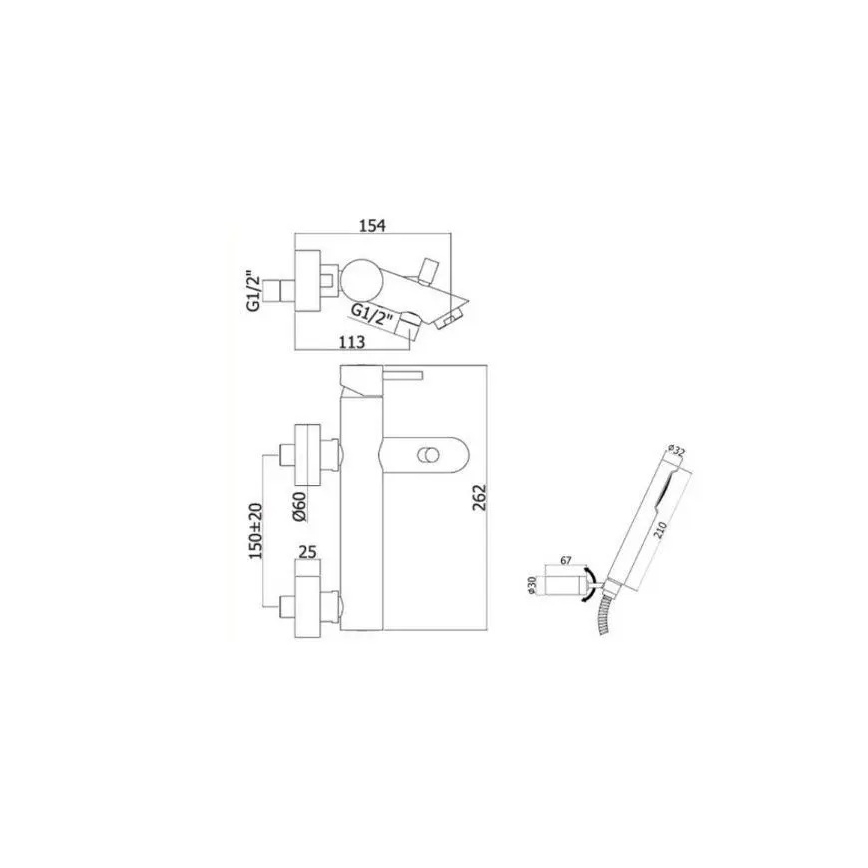 Paffoni - Badekarsæt LIGHT poleret krom