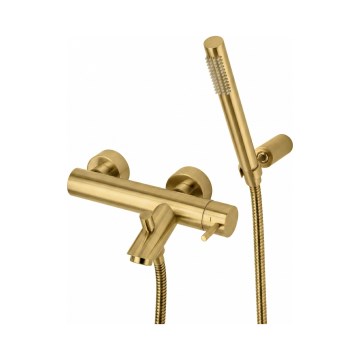 Paffoni - Badekarsæt med LIGHT-batteri i børstet guld