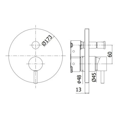 Paffoni - Brusearmatur til indbygget installation LIGHT poleret krom