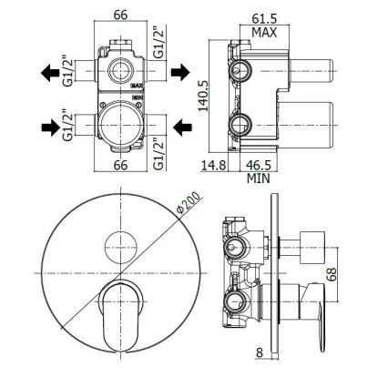 Paffoni - Brusearmatur til indbygning CANDY blank krom