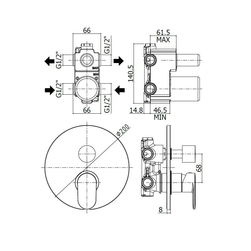 Paffoni - Brusearmatur til indbygning CANDY blank krom