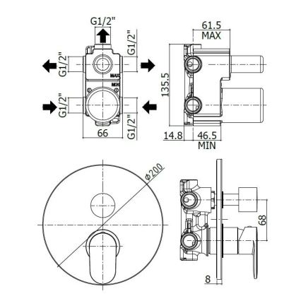Paffoni - Brusebatteri til indbygning CANDY blank krom