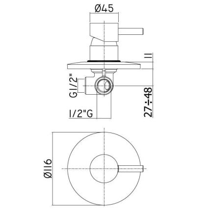 Paffoni - Brusebatteri til indbygning LIGHT poleret krom