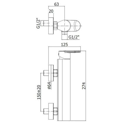Paffoni - Brusesæt med blandingsbatteri CANDY poleret krom