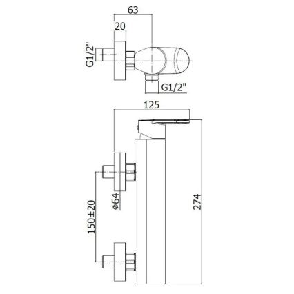 Paffoni - CANDY badekarbatteri, blank krom