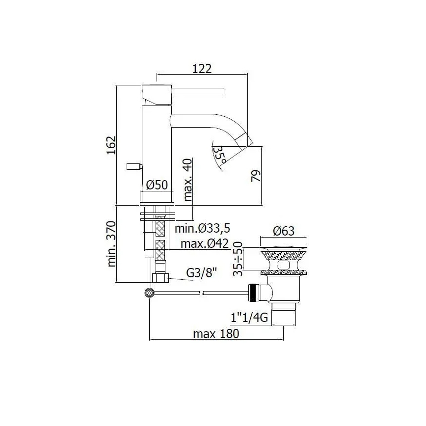 Paffoni - Håndvaskarmatur + bundventil LIGHT i blank krom