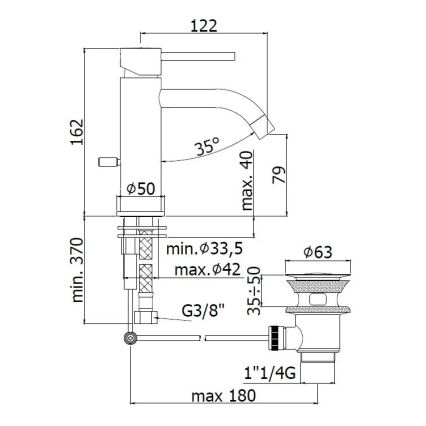 Paffoni - håndvaskarmatur + bundventil LIGHT i guld