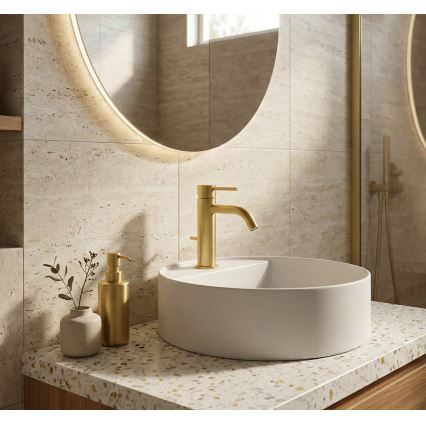 Paffoni - håndvaskarmatur + bundventil LIGHT i guld