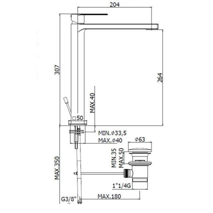 Paffoni - Håndvaskarmatur + bundventil TANGO blank krom