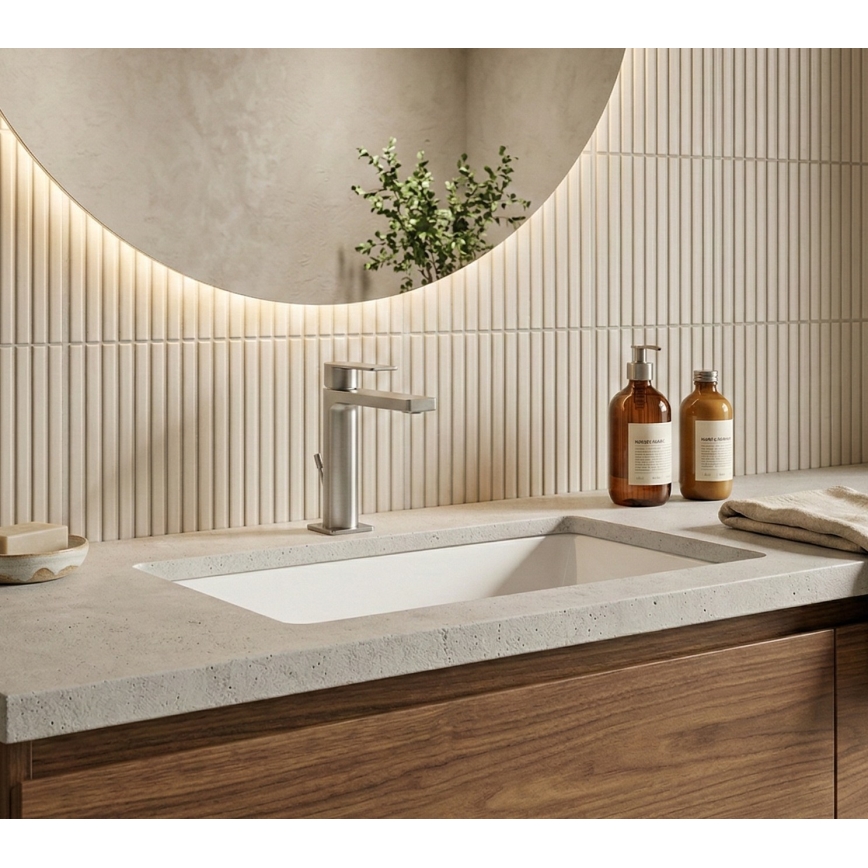 Paffoni - Håndvaskarmatur + bundventil TANGO rustfrit stål