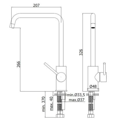 Paffoni - Køkkenarmatur LIGHT 32,6 cm, poleret krom