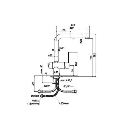 Paffoni - Køkkenarmatur med udtrækbar bruser RINGO 29,2 cm