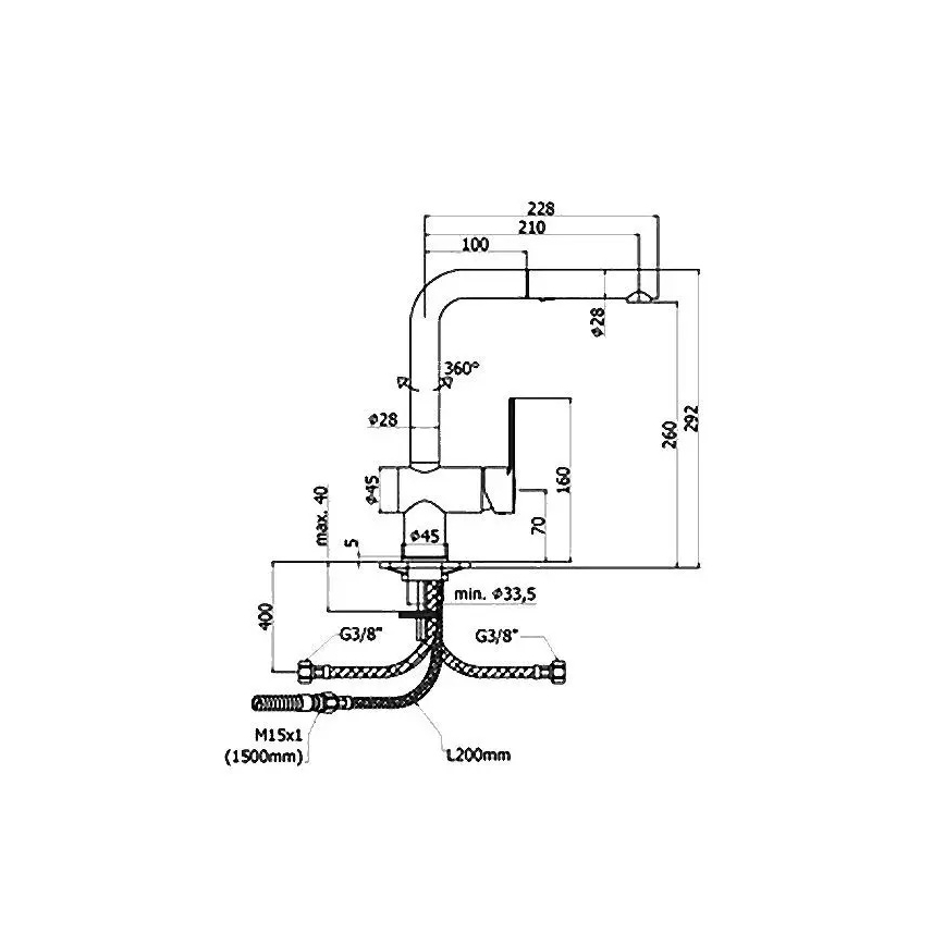 Paffoni - Køkkenarmatur med udtrækbar bruser RINGO 29,2 cm