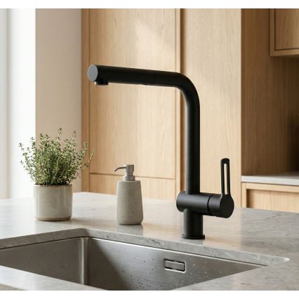 Paffoni - Køkkenarmatur med udtrækkelig bruser RINGO 29,2 cm sort