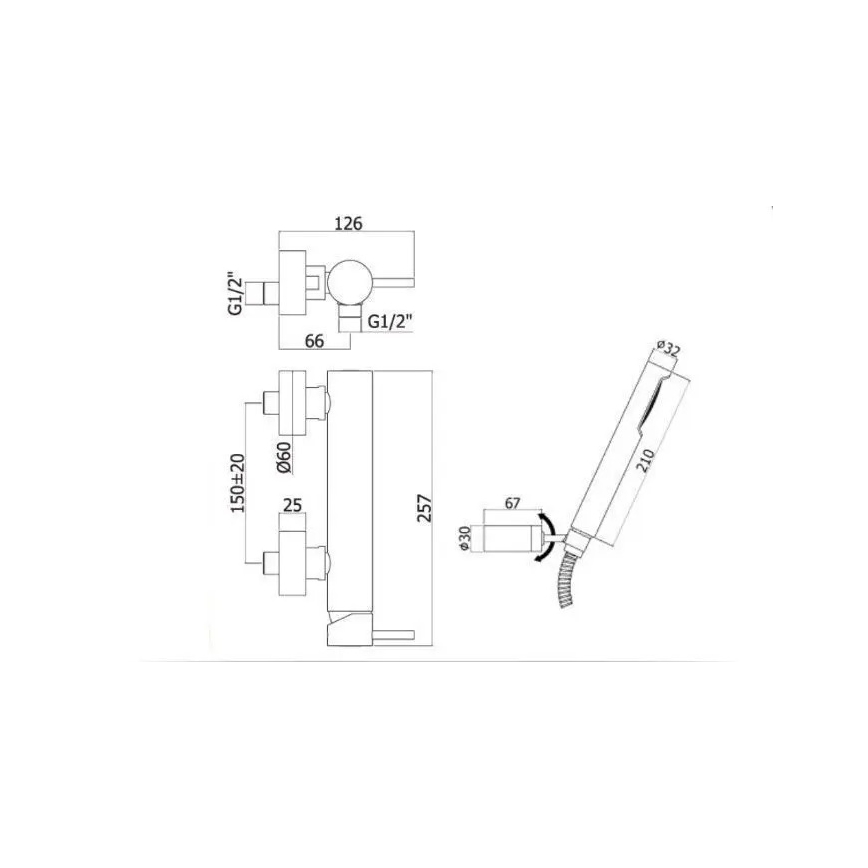 Paffoni - LIGHT brusesæt med blandingsbatteri, mat sort
