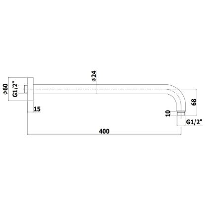 Paffoni - Rund brusearm 40 cm sort