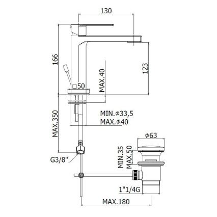 Paffoni - TANGO håndvaskarmatur med bundventil, mat krom