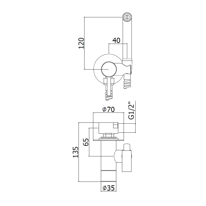 Paffoni – Vægmonteret sæt med håndholdt bidetbruser til indbygget installation (KIT), blank krom