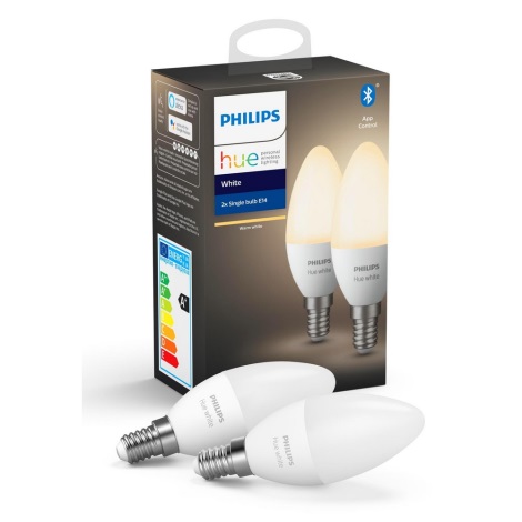 Tropisk Centralisere Slik PAKKE 2x LED-pære dæmpbar Philips Hue WHITE E14/5,5W/230V 2700K | Lampemania