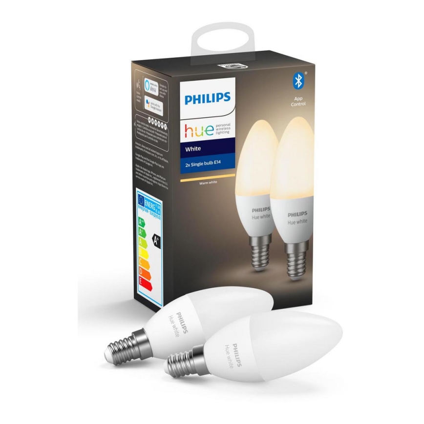 PAKKE 2x LED-pære dæmpbar Philips Hue WHITE E14/5,5W/230V 2700K